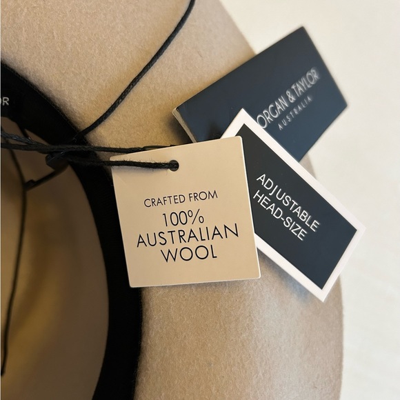 NWT Morgan & Taylor 100% Australian Wool Beige Hat with Wide Trim Headband - Picture 10 of 15